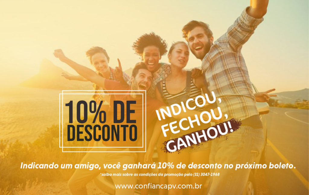 Indique um amigo e ganhe desconto no próximo boleto.